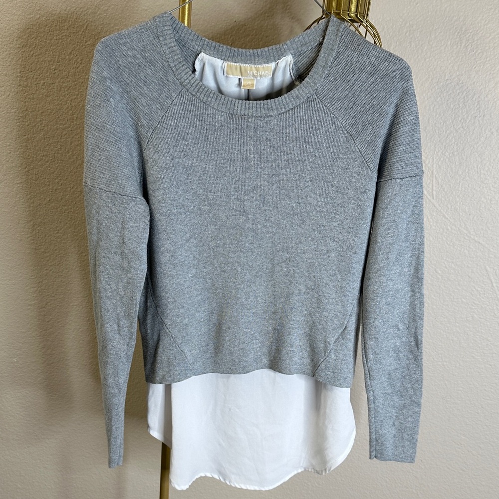 Michael Kors Gray and Cream Knit Top